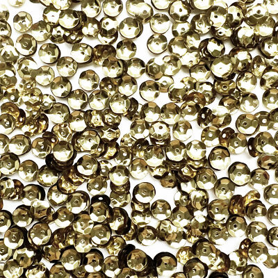 6mm Cup Sequins Light Gold Shiny Metallic Medium Hole