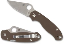 SPYDERCO Para 3 SPRINT RUN, Brown G-10, CPM 15V Steel, Plain Edge, C223GPBN15V