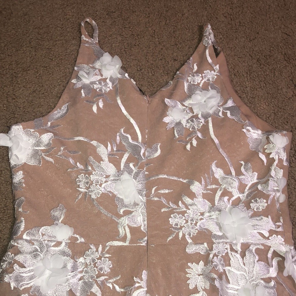 strapless open back dress Sidney Fitted Bodice V-Neckline Gown Pink Floral main image 0