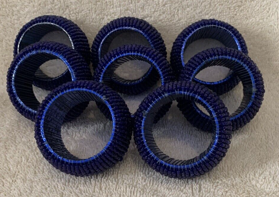 8 Pc Vintage COLBALT BLUE BEADED Napkin Rings 2 x 1 1/4 eBay