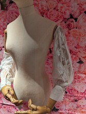 Elfenbein Blumen Spitze Hochzeit Langarm, abnehmbare lange Brautkleid Ärmel