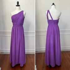 Impression Bridal One Shoulder Purple Chiffon Bridesmaid Prom Formal Gown 10