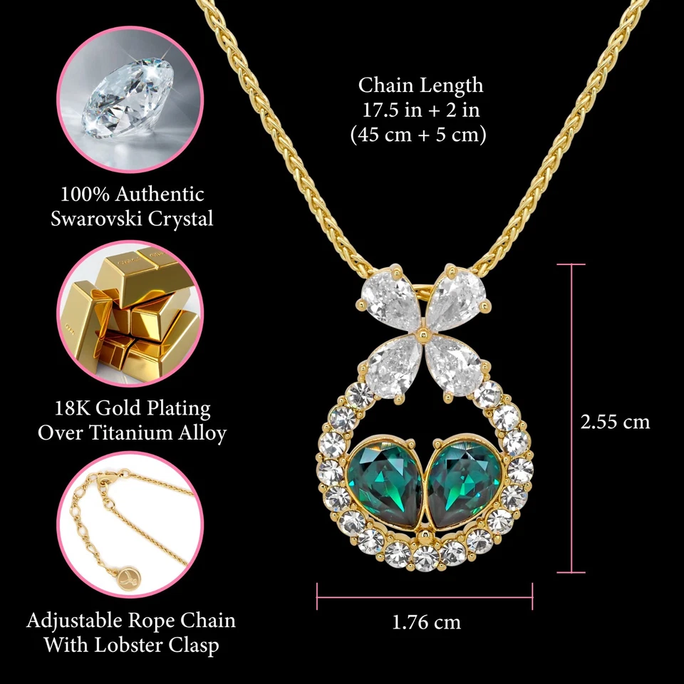 Collar Colgante Oro Corazón Esmeralda TRYNDI para Mujer - Regalo de Navidad para Esposa Foto 4 de 4