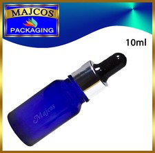 10ml empty Cobalt Blue Glass Bottles with Silver Collar Black Top Glass Pipette 