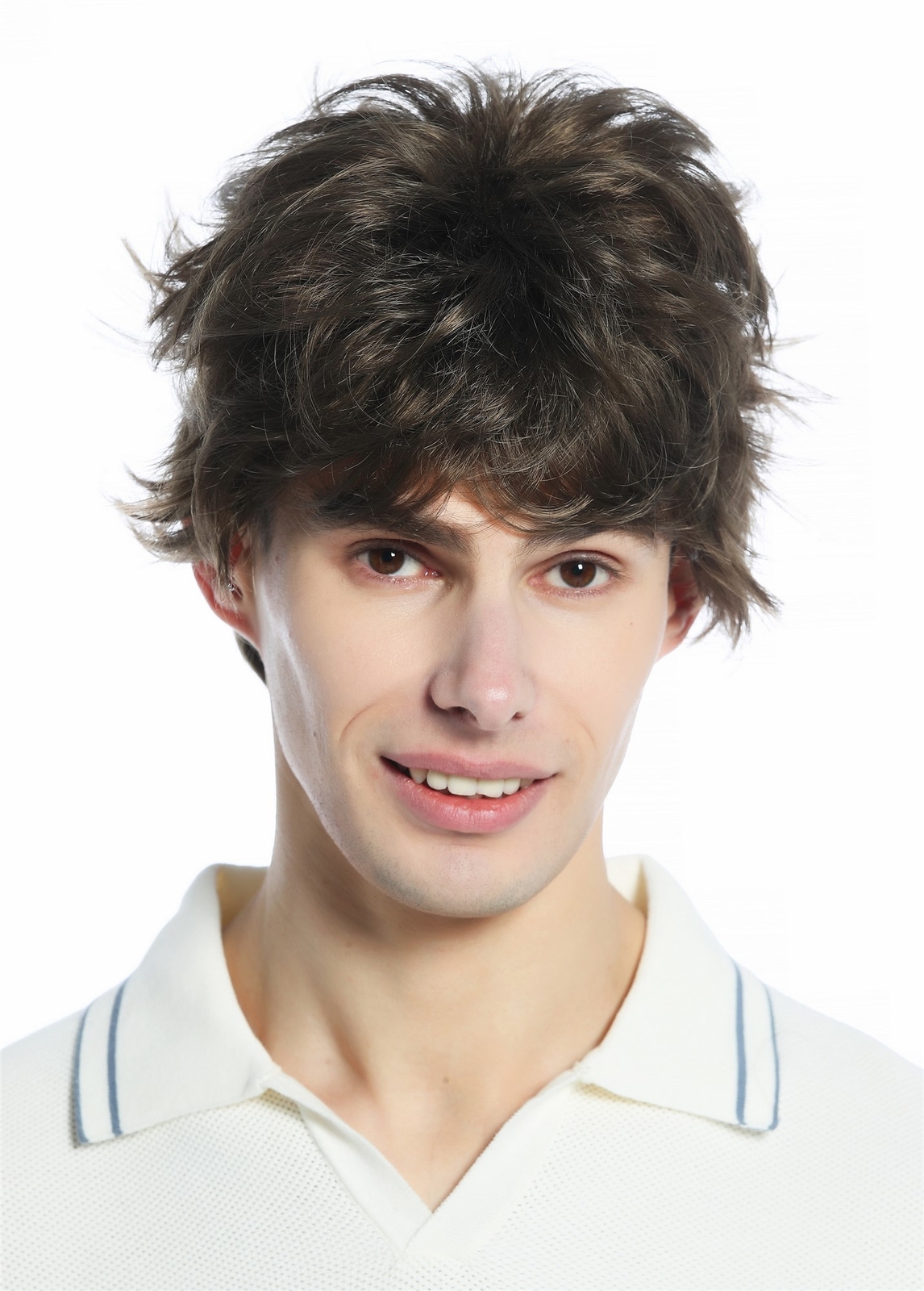 Wig Men Women Short Retro Teased Wild Uncombed Brown Medium Brown