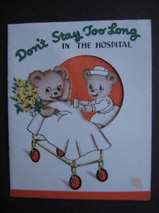 1937 vintage greeting card Hallmark GET WELL Little Bear In Hospital