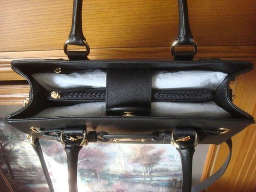 NWT MICHAEL KORS HAMILTON EW SATCHEL BLACK SAFFIANO LEATHER BUCKLE DETAILS ~$298 - Picture 6 of 11