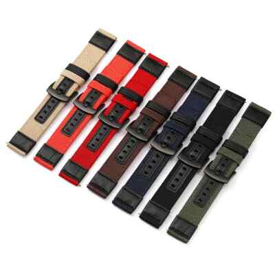 Starkes zweiteiliges Nylon Band 20 / 22 mm Schließe schwarz, lederverstärkt