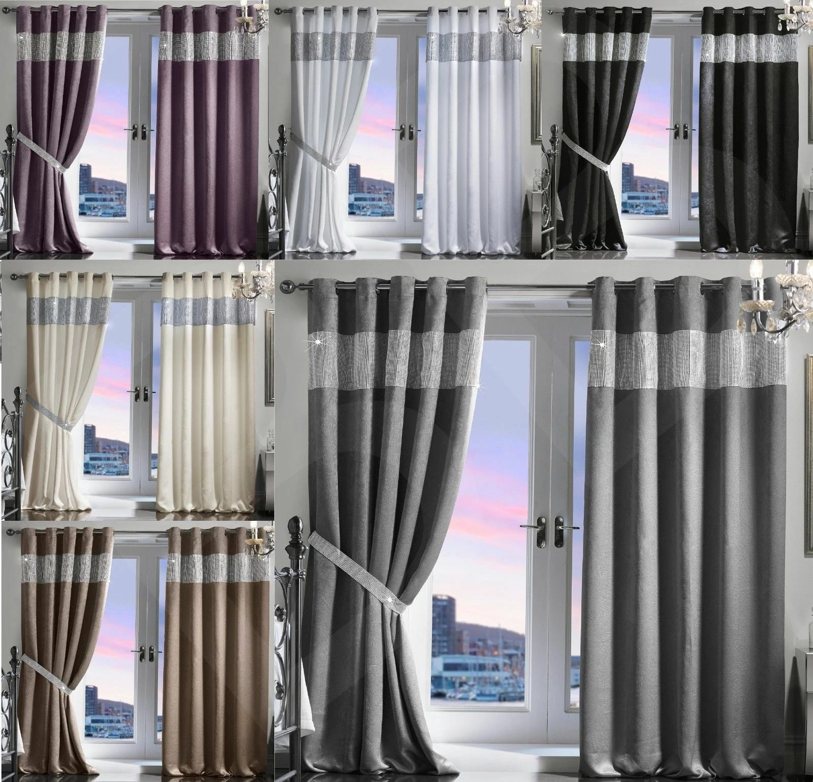 DIAMANTE THERMAL BLACKOUT PAIR CURTAINS READY MADE EYELET RING TOP FULLY LINED
Opens in a new window