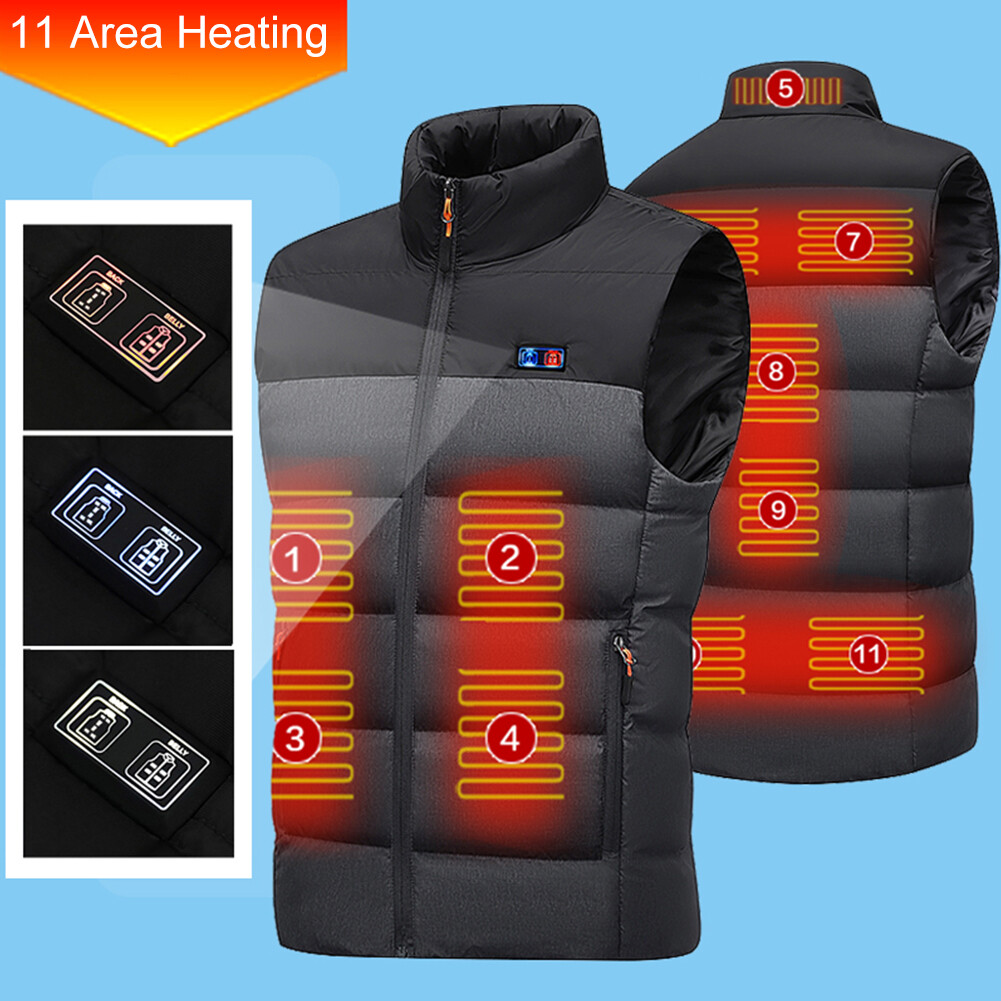11 Places Zones Heated Coat Splicing Oversized Warm Thermal Vest for