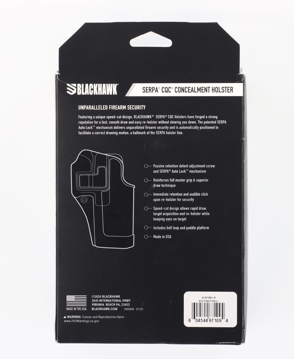 Blackhawk Serpa CQC Sig P365/P365XL Right Hand Holster - 410570BK