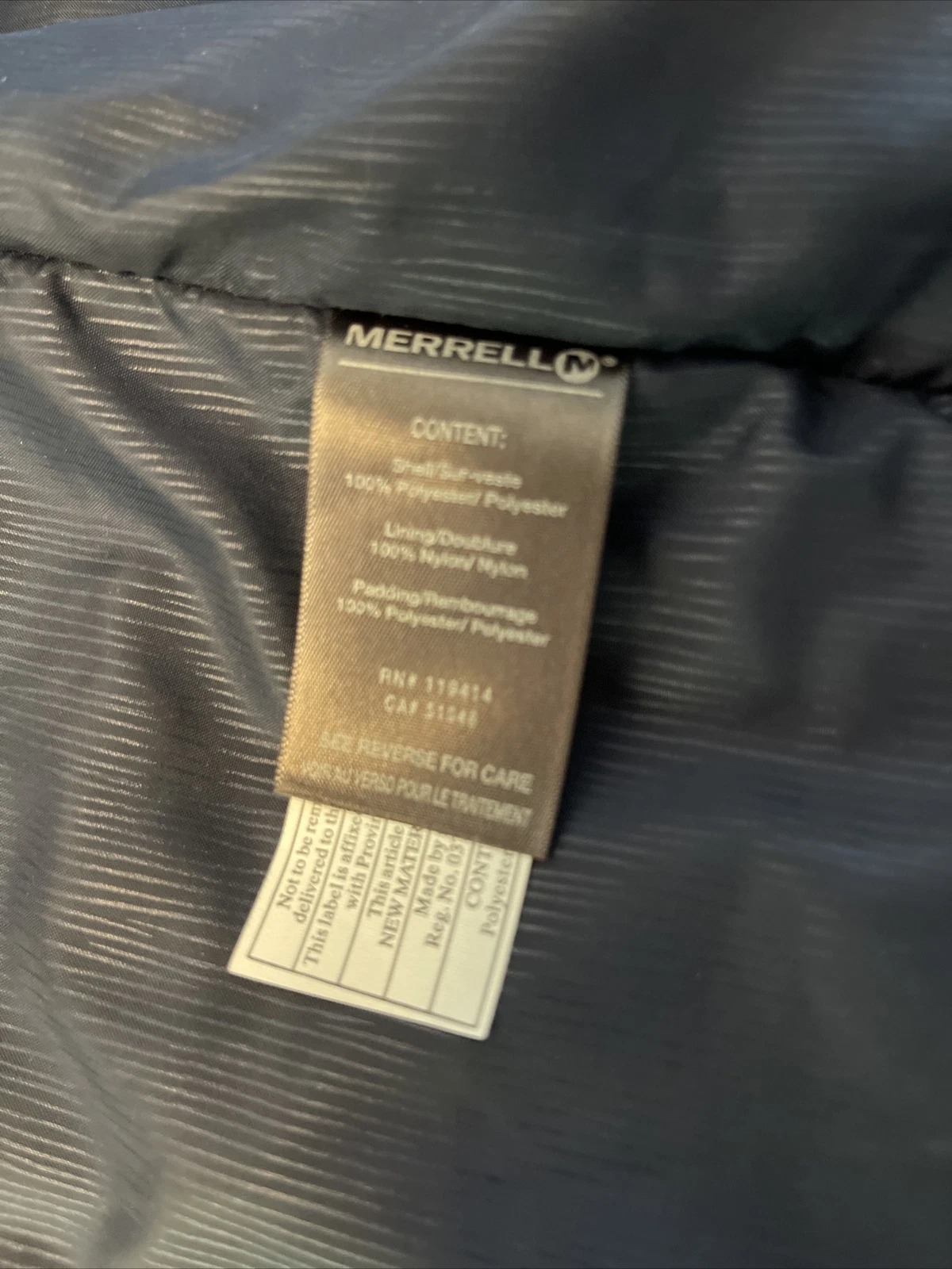 merrell opti warm full zip button puffer jacket