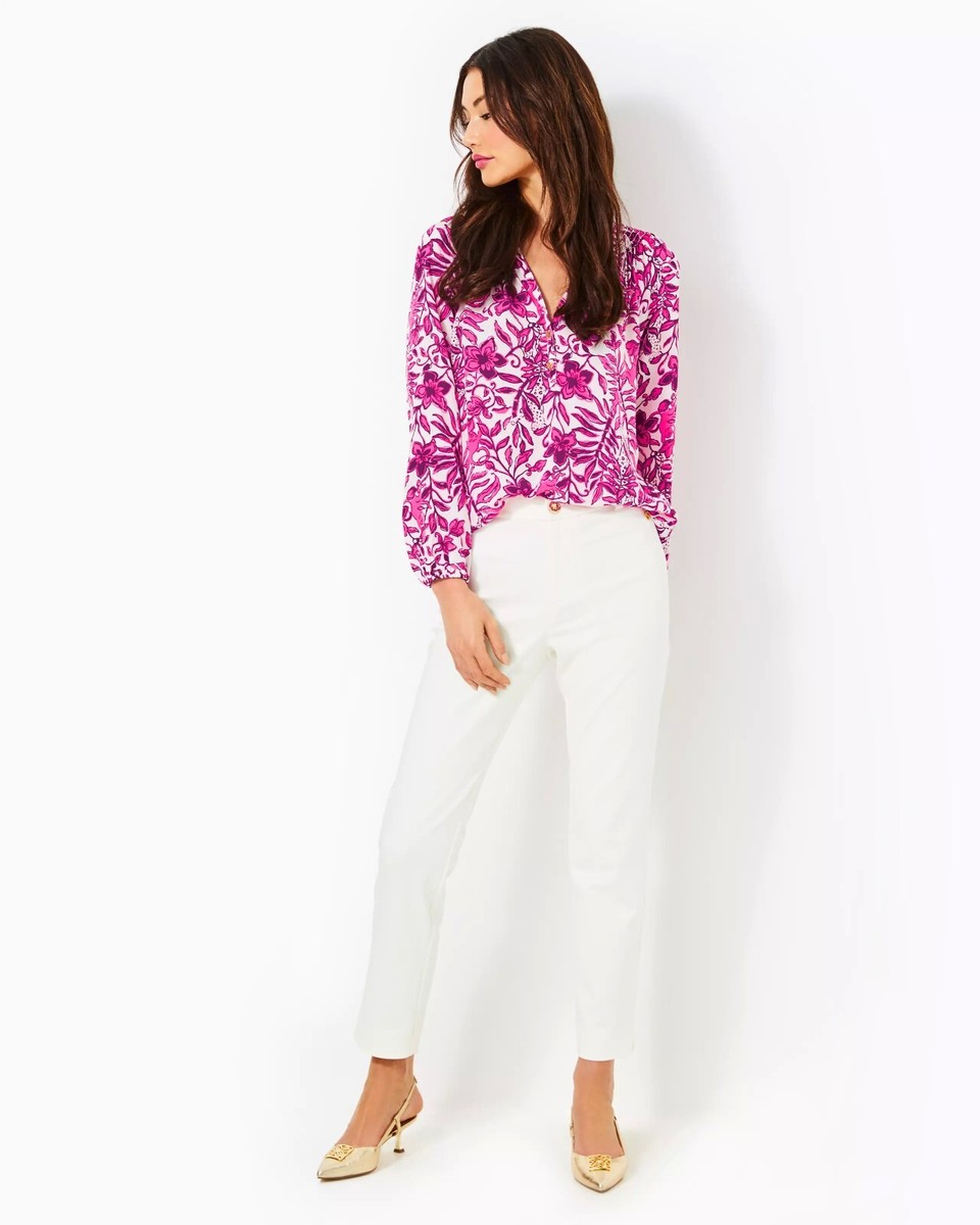 (取寄) リリー ピュリッツァー レディース エルザ トップ Lilly Pulitzer women Elsa Top Elderflower Blossom Lil Escape Plan New Lilly Pulitzer Elsa Silk Top, Elderflower Blossom Lil