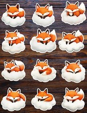 Fox In A Cloud Die Cut Vinyl Stickers Set Scrapbooking Laptop Waterbottle