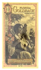 Florida 1 Goldbacks 2025 Alpha Gold Polymer Note 1/1000th Troy Oz 24KT Goldback