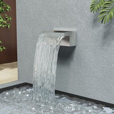 200mm Stainless Steel Waterfall WATER BLADE Cascade 60mm Spout Pond BACK INLET