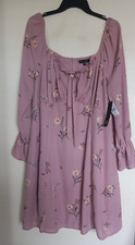 As U Wish womens Bell sleeves Mauve Floral Tie Front dress size 2X NWT