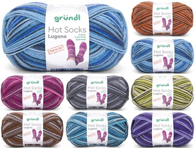 100g Gründl Hot Socks Lugano - 4-fach Sockenwolle Garn Stricken (65,00 /kg)