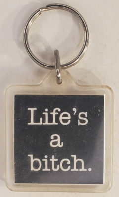 Vintage Lifes A Bitch Then You Die Humorous Acrylic Keychain Ring  RPP Inc