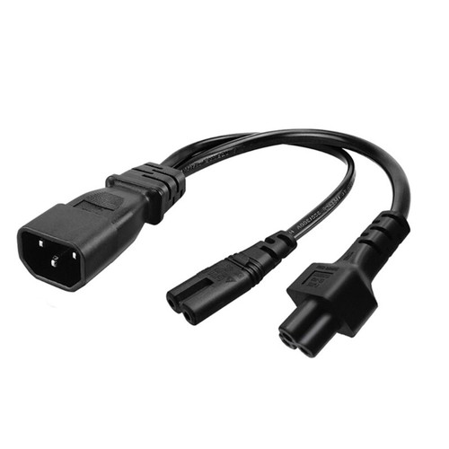 3-Prong C14 to C5+C7 Connector Adapter Cord Male Plug to Female Converter Wire