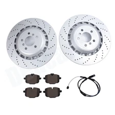For BMW F06 F10 F13 M5 Set of Rear Vented & Drilled Disc Brake Pads & Rotors