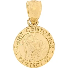 St Christopher Charm 14k Gold 13mm Jewelry FindingKing