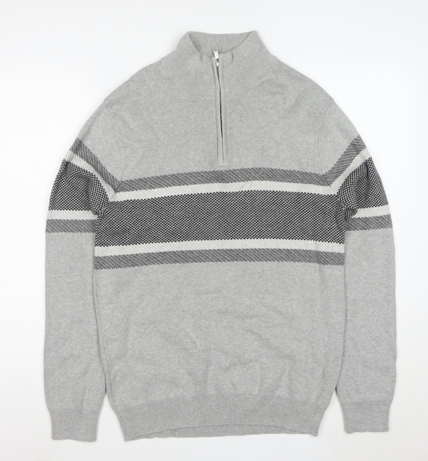 Mens UK Size M Peacocks Grey Full Zip Jumper