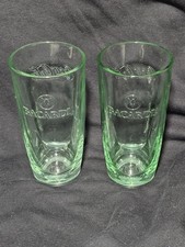 ​2x Bacardi Embossed Green Glass Tumblers - Mojito Cocktail Highball Glasses Set