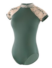 Daydance Green Dance Leotards for Girls Ballet, Hight Neck Embroidery Dance C...