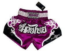 FLUORY Muay Thai Boxing Shorts Small Purple Black Fight Kickboxing Trunks