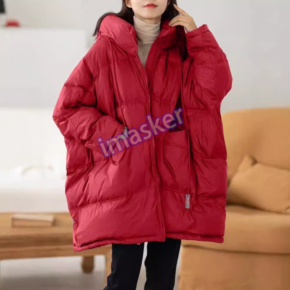 Winter Oversized Puffer Coat Duck Down Loose Hooded Jacket Womens Casual Outwear