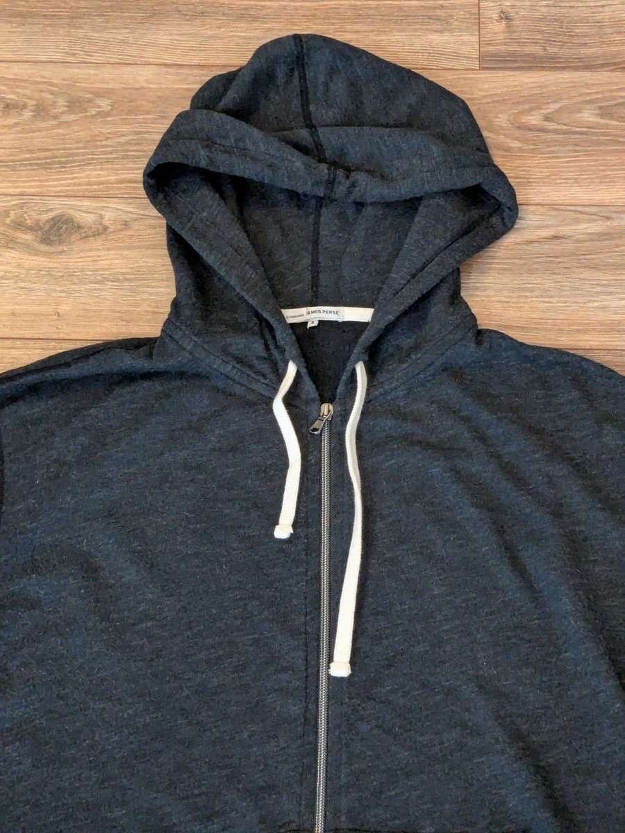 James Perse Standard Full Zip Hoodie Mens Charcoal USA Made