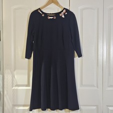 Talbots Dress Sz 14W Navy Blue Ponte Scarf Coastal Chic Nautical Old Money $149