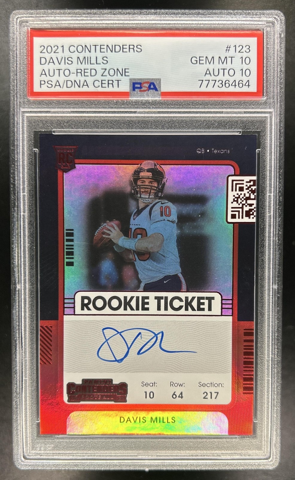 Davis Mills Panini Contenders #123 Autograph Red Zone