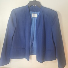 VTG Pendelton Jacket Womens M/L Dark Blue Virgin Wool Open Front Suit Blazer