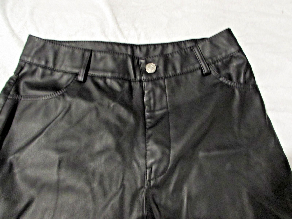 Refugee Womens Black Leather Pants Sz M View 3