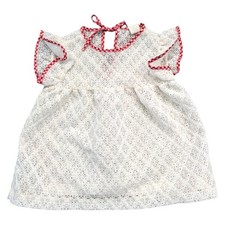 90s Youth Red Plaid Trimmed White Lace Cover Up Top