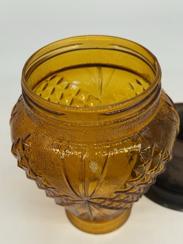 Vintage Hollowick bernsteinfarben geblitztes Glas Fee Öl Restaurant Lampe mit Ölbehälter - Bild 9 von 11