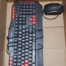 iBUYPOWER IBP-ARES E1 Gaming Wired Keyboard  Mouse Bundle Black Red QWERTY