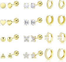 12 Pairs Hypoallergenic Surgical Steel Earrings for Sensitive Ears Waterproof Tr