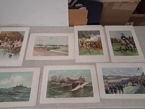 (7) Vintage Civil War Prints -- United States military / battleships