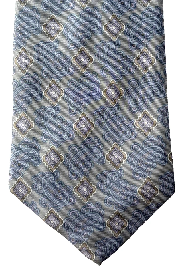 Corbata Harve Benard para hombre 100 % seda, cachemira gris con diamante en oro beige 57x3,5" Foto 4 de 4