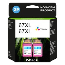 2PK 67XL Color Ink Cartridges for HP 67 Ink XL Deskjet 2700e 4155e printer