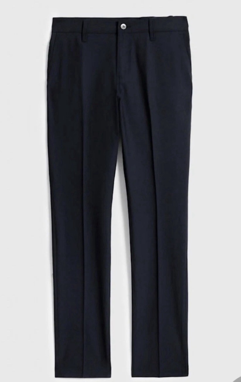 John Varvatos Men's Slim Fit Dress Pants Navy Blue Plaid, Size 32
