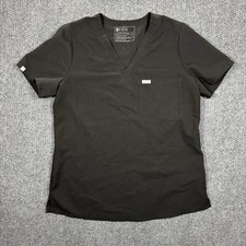 Figs Women  s Scrub Top Technical Collection One Pocket V Neck Sz M Black