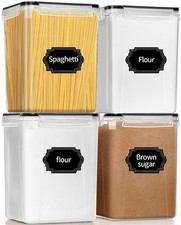Large Airtight Food Storage Containers 5.2L / 195oz, 4pcs Pantry Kitchen Orga...