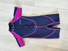 SEASKIN Kids Shorty Wetsuit Size 4 Blue Pink Neoprene Surf Swim Diving