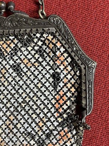 Antique Vintage Art Deco Mandalian Mfg Co Enamel Mesh Purse Handbag Flapper Era - Picture 9 of 24