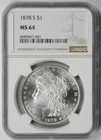 1878-S Morgan Dollar $1 MS 64 NGC