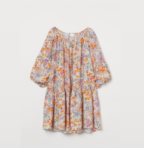 Luftiges Kleid H&M Creme Blumen Neu mit Etikett!! Größe M | Stufen | Viskose - Bild 3 von 9